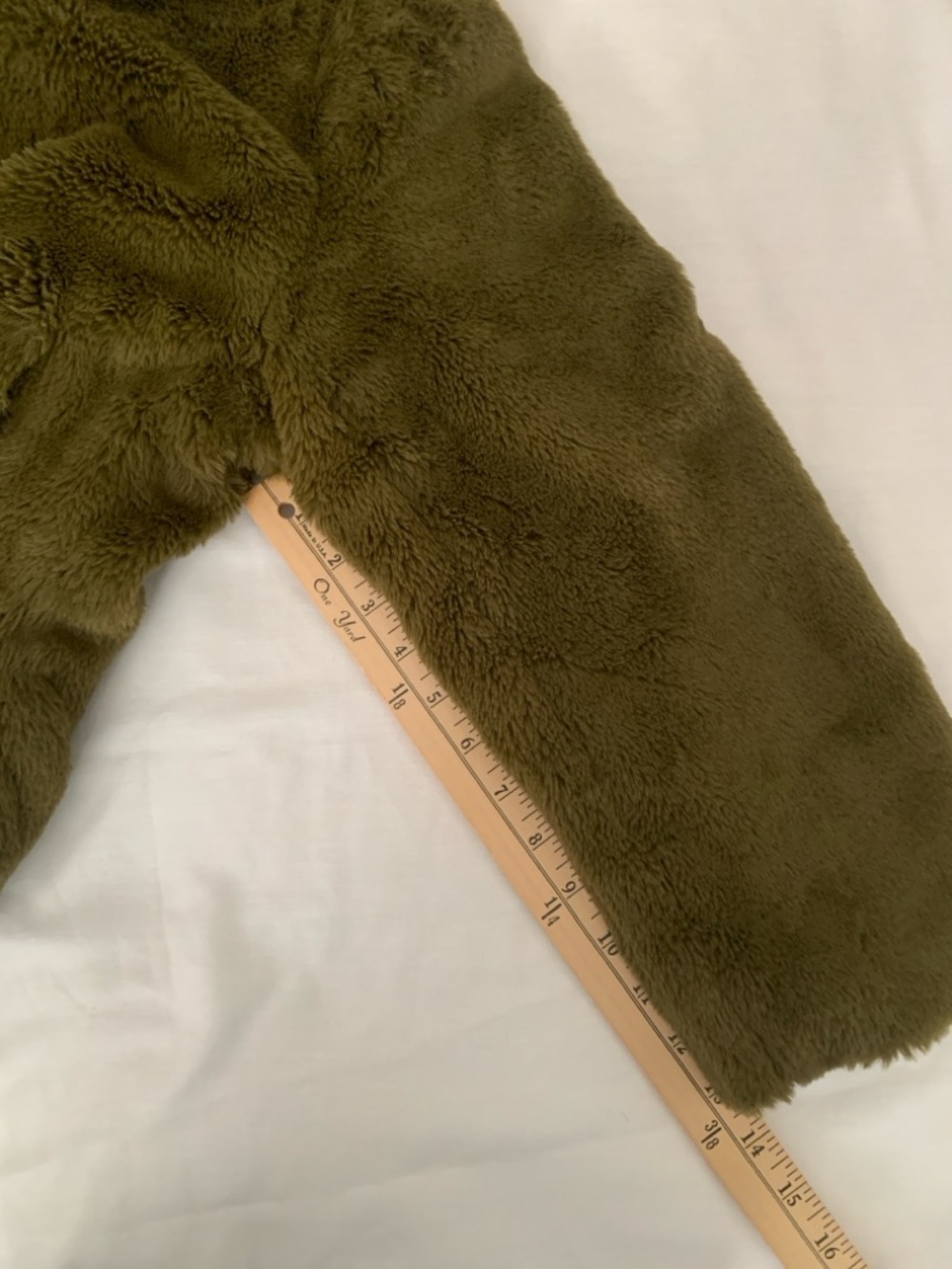 Zara Olive Green Faux Fur Plush Zip-Up Hoodie - Picture 9 of 9